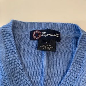 Men’s size L 100% cotton Faconnable V neck sweater,never worn